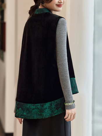 Ženski vest u kardigan stilu, bez rukava, stojeći ovratnik, poliester, srednja duljina, jesen 2025