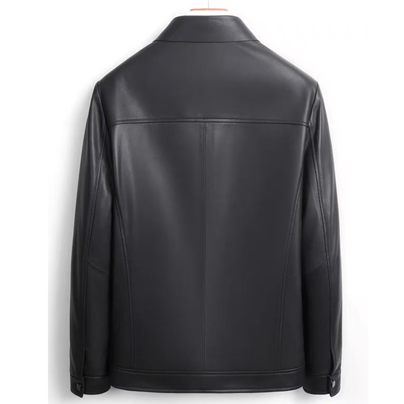 Ανδρικό δερμάτινο μπουφάν Dusen Klein, γνήσιο δέρμα, επένδυση από γούνα προβάτου, γιακά με ρέβερ, φερμουάρ μπροστά, πολλές τσέπες