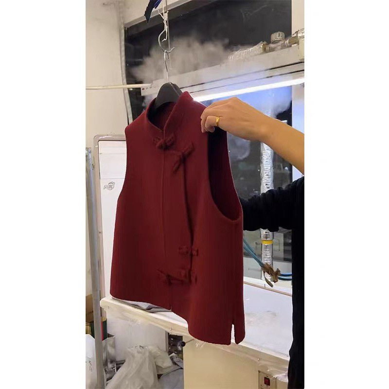 Vesta od Spandexa, okrugli ovratnik, kopčanje na jedan red gumba, bez punila, elegantan poslovni stil