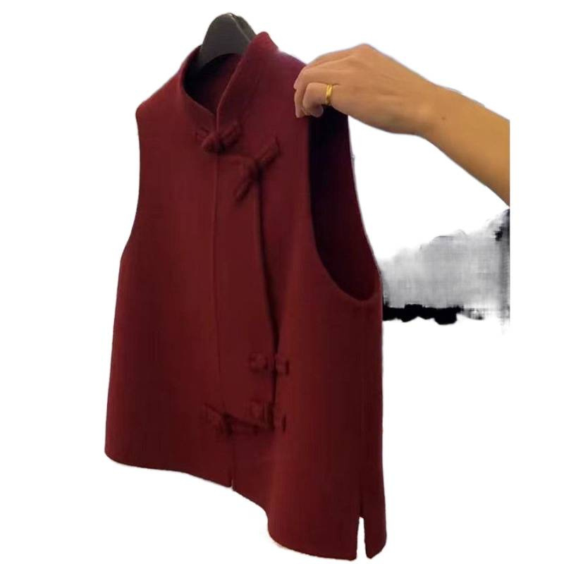Vesta od Spandexa, okrugli ovratnik, kopčanje na jedan red gumba, bez punila, elegantan poslovni stil