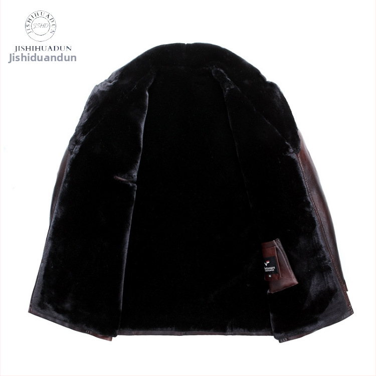 Muški PU kožni kaput s flis podstavom, zimski dugi model, reverni ovratnik, jednostruko kopčanje
