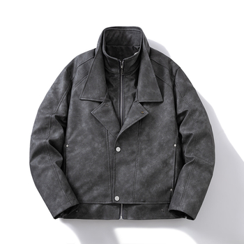 PU kožna jakna s poliesterom, prednji ZIP, ovratnik, metalni detalji, bočne džepove, zimska 2025