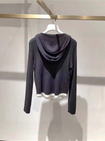 Kapučni kardigan-pulover s lažnim dvodijelnim dizajnom, pleteni, viskoza-najlon smjes, casual japansko-korejski stil