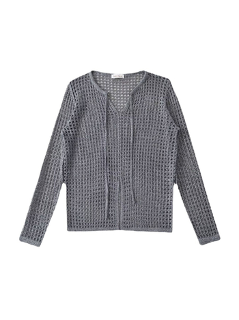 Pulover: Labav pulover od pamukovog vlakna, s perforacijama, slobodan kroj, dugi rukavi, okrugli izrez