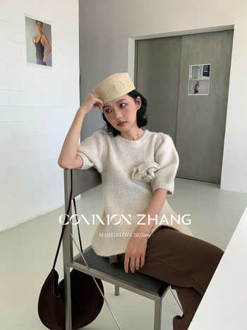 Džemper od vune s kapuljom, strukiran kroj, 3/4 rukavi, teksturirani pleteni džemper, srednje debljine