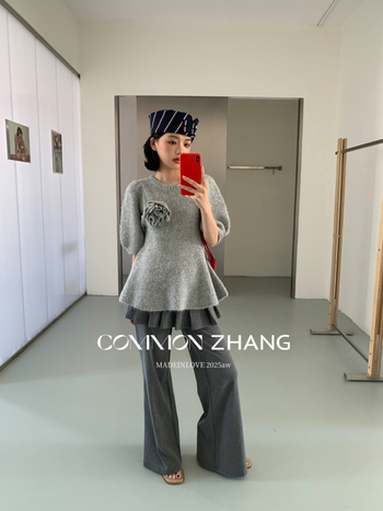 Džemper od vune s kapuljom, strukiran kroj, 3/4 rukavi, teksturirani pleteni džemper, srednje debljine