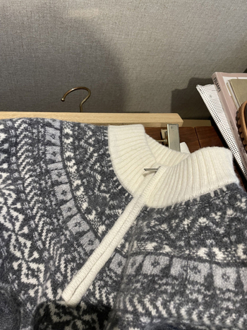 Ženski debeli džemper s kapuljačom i polzipom, jacquard Fair Isle, mješavina vune i kašmira, širokog kroja, dugi rukav