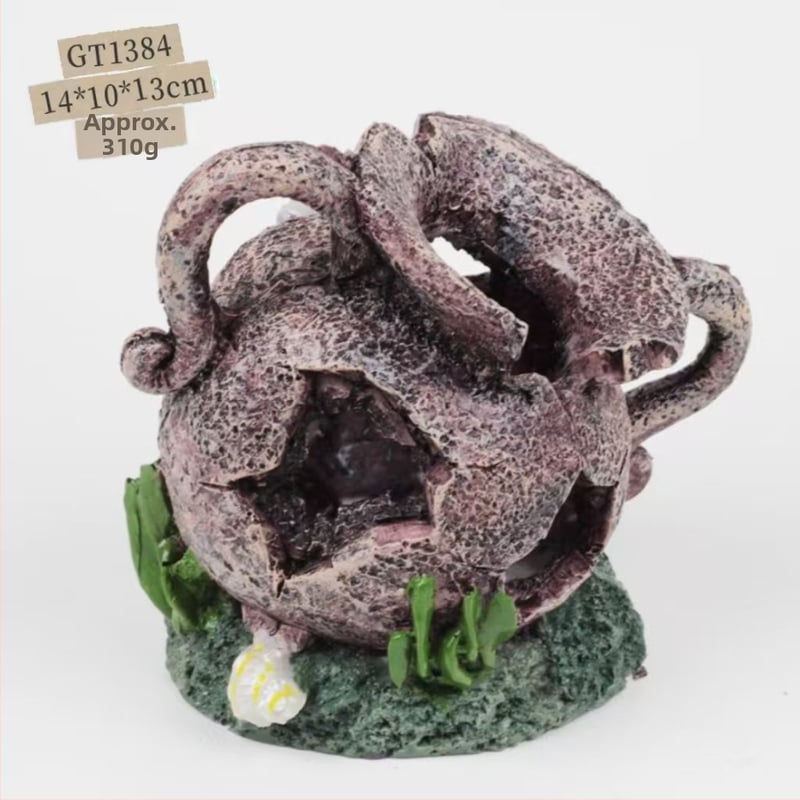 Аквариумна декорация от смола - Мъхист микро ландшафт с каменно убежище; Материал: смола; Стил: мъхест микро ландшафт; Основна цел: украса; Функции: създаване на атмосфера, подобряване на пространственото възприятие