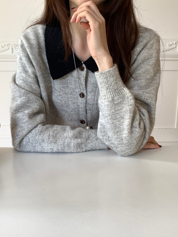 Korejskog stila kardigan pulover, akrilno vlakno, ovratnik s reverom, dugi rukavi, kopčanje sprijeda