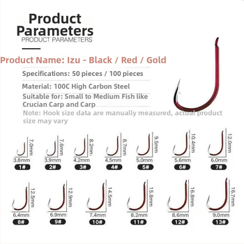 Običan udica s bodljom za ribolov u potoku, 1–10 udica