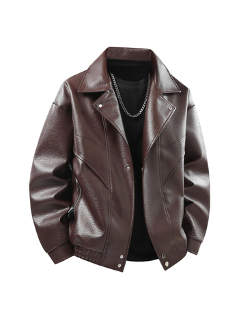 Muška PU kožna jakna – ulični stil, reverni ovratnik, zip zatvarač, više džepova