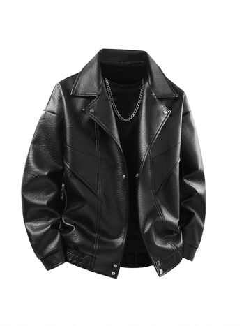 Muška PU kožna jakna – ulični stil, reverni ovratnik, zip zatvarač, više džepova