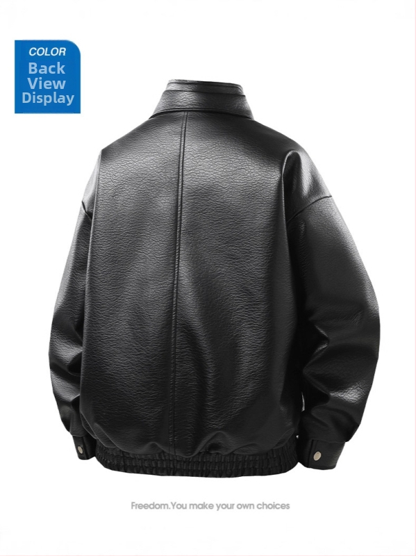 Muška PU kožna jakna – ulični stil, reverni ovratnik, zip zatvarač, više džepova