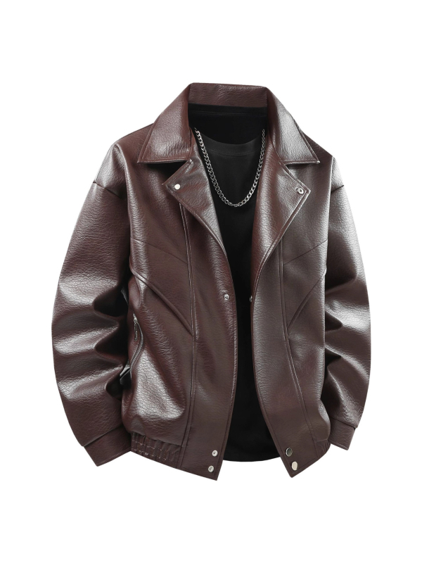 Muška PU kožna jakna – ulični stil, reverni ovratnik, zip zatvarač, više džepova