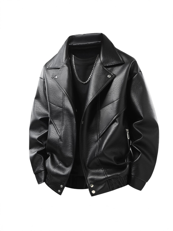 Muška PU kožna jakna – ulični stil, reverni ovratnik, zip zatvarač, više džepova