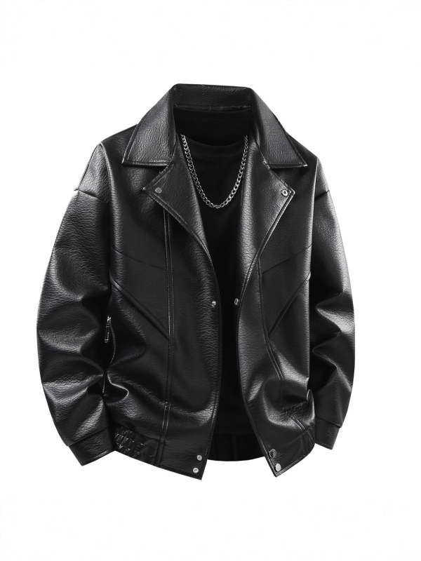 Muška PU kožna jakna – ulični stil, reverni ovratnik, zip zatvarač, više džepova