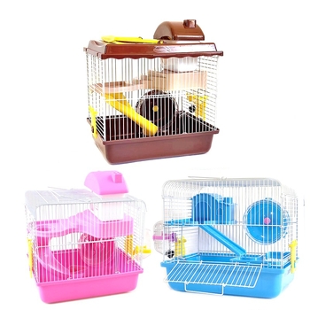 Sallyprincess kavez za hamster s kristalnim dvorcem, dvokatna vila, plastična i žičana konstrukcija, za hamstere, sve sezone