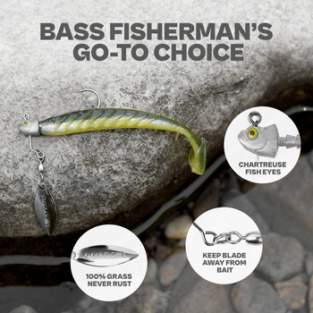 Ailurui Ólomfejű Underspin Jighead forgó pengével a tengerparti basszhoz sziklás vizeken – horogméretek 5/7/10/14