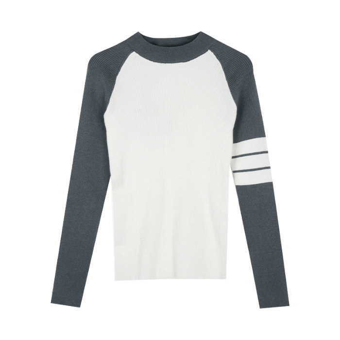 Pulóver, amerikai retro stílus, karcsúsított szabás, hosszú ujjú, kerek nyakú