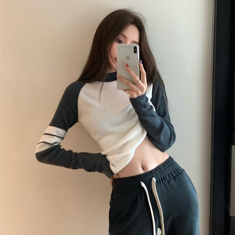 Pulóver, amerikai retro stílus, karcsúsított szabás, hosszú ujjú, kerek nyakú