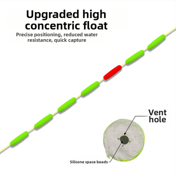 Set linie pescuit: plută cu șapte stele, cârlig cu vârf ridicat, mic cântar auriu, linie principală — fibră de nailon