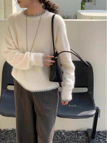 Alpaka gyapjú pulóver, 3D mintázat, laza szabású, kerek nyakú, hosszú ujjú