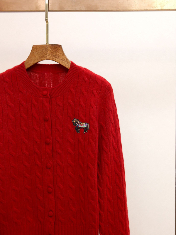 Jákard kötött kardigán kerek nyakkal, hosszú ujjú, egysoros gombolású, poliészter anyag