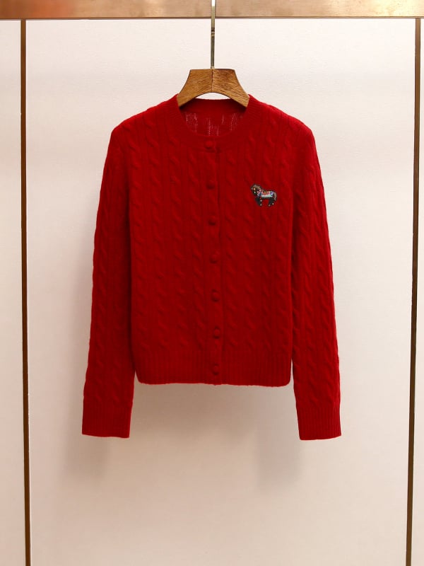 Jákard kötött kardigán kerek nyakkal, hosszú ujjú, egysoros gombolású, poliészter anyag