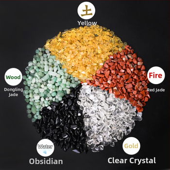 Krištalni čipovi za dekoraciju akvarija s temom Buddhe — Prirodni pet elemenata kristala, Marka Chuse, Model CSHH-20251215, Pakiranje papirnate kutije