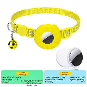 Lokalizátor obojku Airtag pre mačky – sada s ochranným krytom, pruhovaný vzor, polyester, čínsky štýl