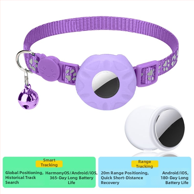 Lokalizátor obojku Airtag pre mačky – sada s ochranným krytom, pruhovaný vzor, polyester, čínsky štýl