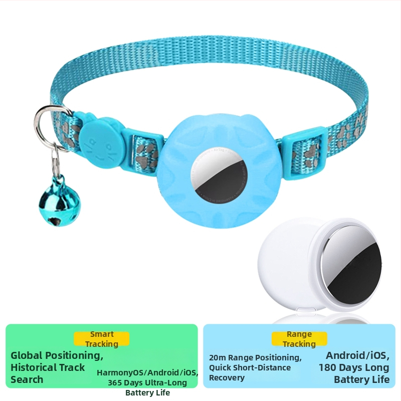 Lokalizátor obojku Airtag pre mačky – sada s ochranným krytom, pruhovaný vzor, polyester, čínsky štýl