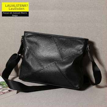Muška crossbody torba od kože vrhunskog sloja, gradski minimalistički stil, otporna na habanje, podstava od poliestera-bavlne, model 1802