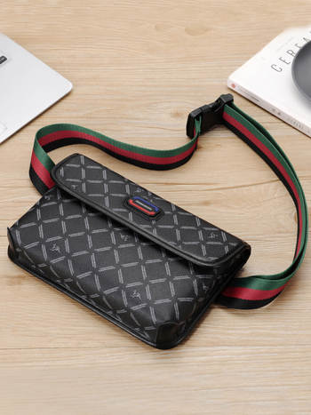 Muška crossbody torba, urbani stil (PVC materijal; vodootporan; otporan na habanje; karirani uzorak)
