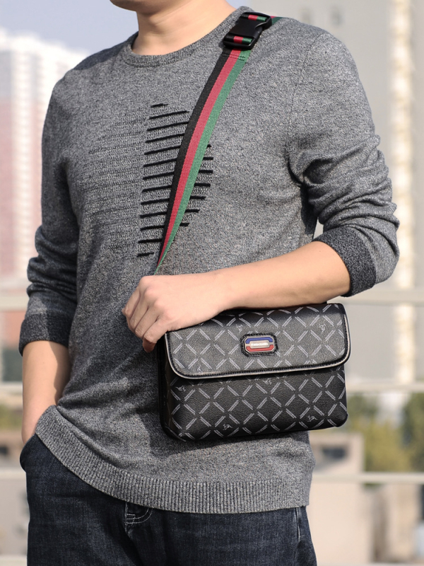 Muška crossbody torba, urbani stil (PVC materijal; vodootporan; otporan na habanje; karirani uzorak)
