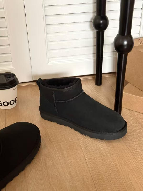 Muške čizme za snijeg, gornji dio od ovčje kože s vunom, EVA đon, okrugli vrh, ravna peta, zimsku upotrebu