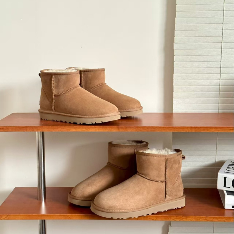 Muške čizme za snijeg, gornji dio od ovčje kože s vunom, EVA đon, okrugli vrh, ravna peta, zimsku upotrebu