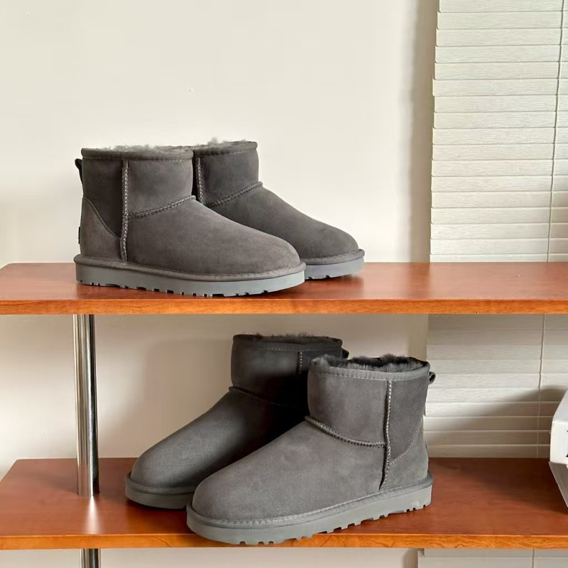 Muške čizme za snijeg, gornji dio od ovčje kože s vunom, EVA đon, okrugli vrh, ravna peta, zimsku upotrebu