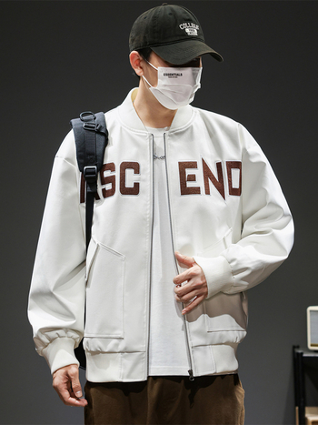 Muška PU kožna jakna s izvezenim detaljima, plus veličina, bikerski stil, baseball ovratnik