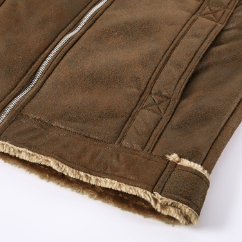 PU bőrkabát, motorkerékpár-stílus, velúr bárány gyapjú bélés, cipzár, normál hossz