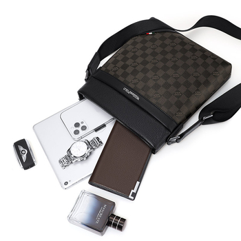Muška crossbody torba za poslovna putovanja — koža prvog sloja, poslovni stil, vodootporna.