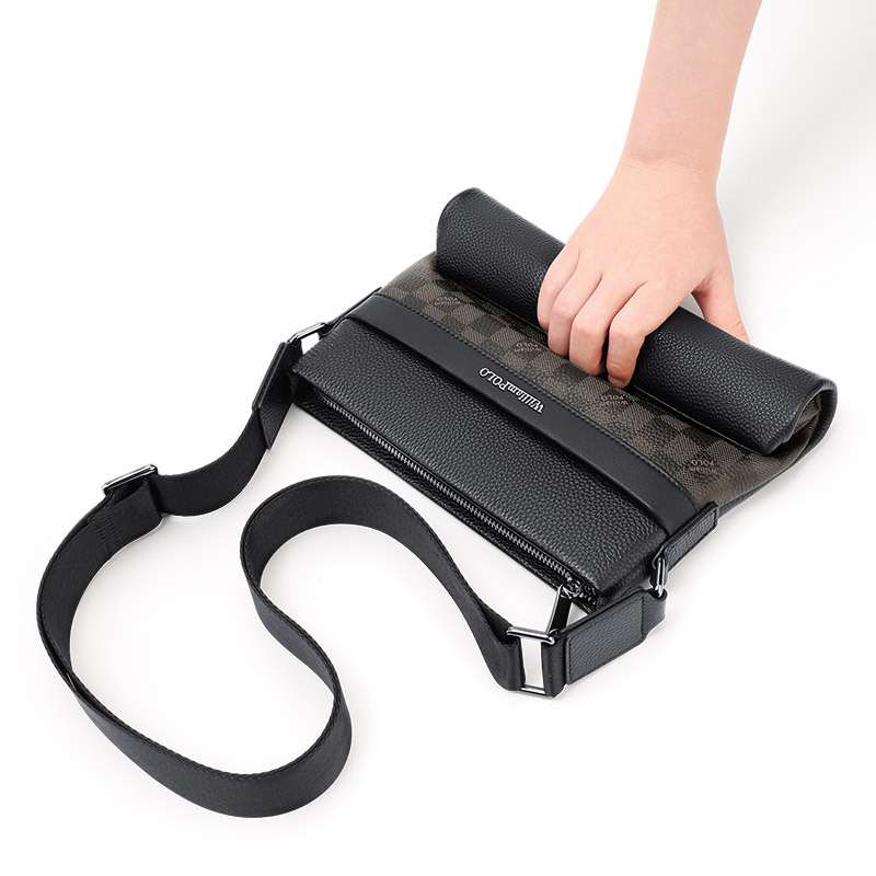Muška crossbody torba za poslovna putovanja — koža prvog sloja, poslovni stil, vodootporna.