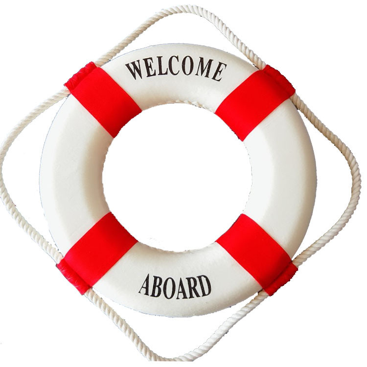 Zidni visići privjesak u mediteranskom stilu, oblik spašavateljskog prstena, ručno pleten od mjehurićavog materijala, s tiskom na površini