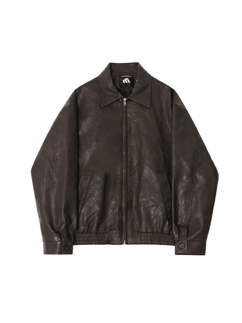 Muška kožna jakna u retro stilu, korejski stil, ovratnik s reverom, zatvarač, PU koža
