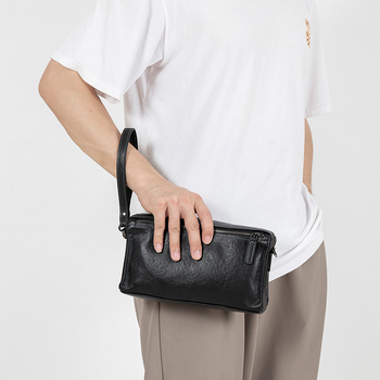 Мъжка чанта през рамо от естествена кожа, първи слой телешка кожа, урбанистичен стил, издръжлива, съвместима с 8-инчов лаптоп