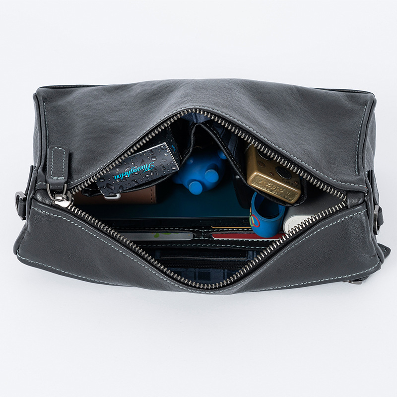Мъжка чанта през рамо от естествена кожа, първи слой телешка кожа, урбанистичен стил, издръжлива, съвместима с 8-инчов лаптоп