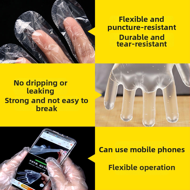 Jednokratne rukavice visoke kvalitete hrane, plastične, prozirne, debljina 0.4–1.2, zaštita od prašine