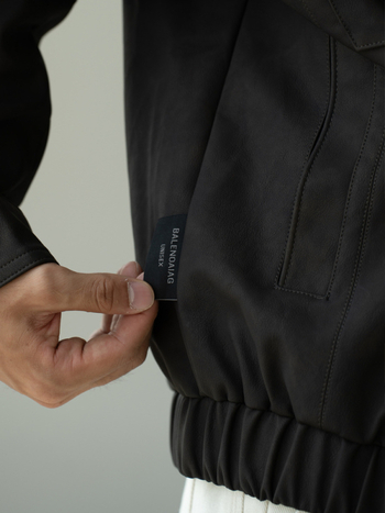 PU bőrkabát vintage stílusban, gallérrel és cipzáros zárással, férfiaknak