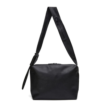 Férfi crossbody táska – egyszerű design, PU bőr, vízszintes négyszögletű forma, cipzáras nyitás, belső cipzáras zseb, vízálló