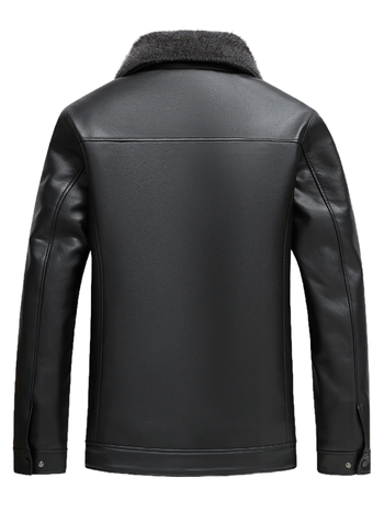 PU кожено яке за мъже, подплатено полиестер, лацетна яка, цип, средна дължина